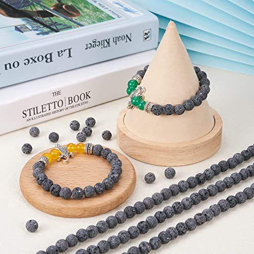 Craftdady 8mm Unwaxed Natural Lava Stone Beads 460Pcs Round Volcanic Rock Gemstone Loose Beads Energy Healing Chakra Beads for Jewelry Craft Essential Oil Bracelet - color: Dark Gray, size: 8mm
