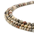 RUBYCA Wholesale Natural Bamboo Agate Gemstone Round Loose Beads for Jewelry Making 1 Strand - 4mm - color: Bamboo Agate, size: 4 MM