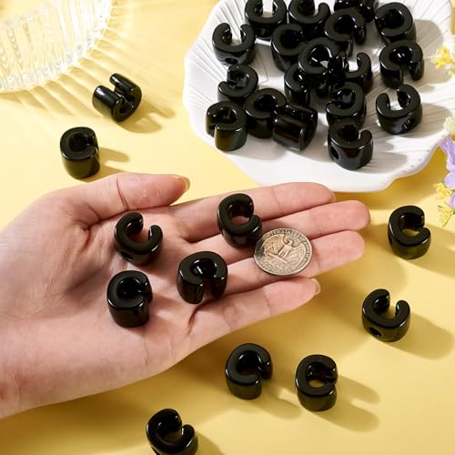 Craftora 30Pcs 20mm Black Large Letter Beads, Acrylic Big Alphabet Beads, Jumbo Initial Letter C Bead with Large Hole for Friendship Bracelets Keychain Bag Charms Shoelaces - color: Letter C