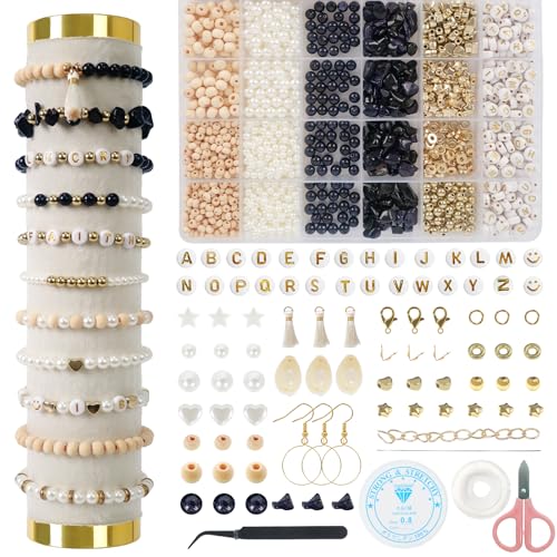 TOIPINIO Bracelet Making Kit Jewelry Making Supplies Kit Natural Stone Beads for Irregular Natural Stone with for DIY Craft-1736 PCS Friendship Bracelet/Necklace/Earrings for Adults (Blue Sandstone) - color: Blue Sandstone