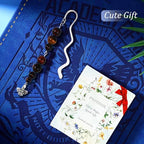 Vintage Metal Bee Bookmark Pendant with Natural Crystal Bead Chain–Elegant Bookmarks for Women,Men,Book Lovers,Teachers and Students(Tiger Eye) - style: Bee