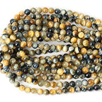 45PCS 8mm Natural Dream Tiger Eye Stone Round Loose Beads for Jewelry Making DIY Bracelet Necklace Materials 1 Strand 15" - color: Dream Tiger Eye, size: 8mm