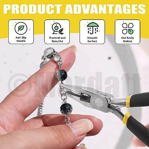 6Pcs Jewelry Pliers Set Includes Round Nose Pliers, Bent Nose Pliers, Needle Nose Pliers, Crimping Pliers, End Nippers and Wire Cutters for Jewelry Making and Repairing