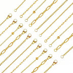 stino 20 Pack Stainless Steel Chains for Jewelry Making, Mixed Styles, Bulk Gold Plated Necklace Chains, Satellite, Paper Clip, Lip, Rolo, Cable (Gold Plated (23 inch)) - color: Gold Plated (23 inch)