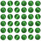 100pcs Dark Green Cat Eye Beads 8mm Round Semi Precious Stone Hole Size 1mm DIY Charm Spacer Beading Smooth Gemstone Loose Beads for Jewelry Making Bracelets Necklaces Earrings Crafting - color: Dark Green
