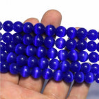 MJDCB 30pcs Sapphire Blue Cat Eye Stone Beads 12mm Round Crystal Loose Bead for Jewelry Making DIY Bracelets Necklace - color: Sapphire Blue, size: 12mm(30pcs)