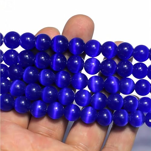 MJDCB 30pcs Sapphire Blue Cat Eye Stone Beads 12mm Round Crystal Loose Bead for Jewelry Making DIY Bracelets Necklace - color: Sapphire Blue, size: 12mm(30pcs)
