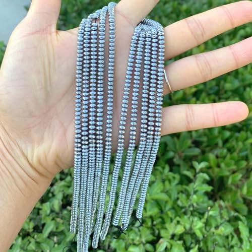 950pcs Adabele Grade A Natural Hematite White Gold Plated Healing Gemstone 4mm x 2mm Small Round Rondelle Loose Beads Gem Stone Spacer for DIY Craft Jewelry Making GFC7-5 - color: Platinum Plated Hematite, size: 4x2mm (950pcs/5 Strands)