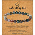 MAIBAOTA Healing Crystal Bracelet for Women Men, 8/4 mm Natural Stone Beaded Bracelets, Jewelry Birthday Gifts, Round Gemstones Stretch Bracelets - color: Multi-Indian Agate, size: 8 mm