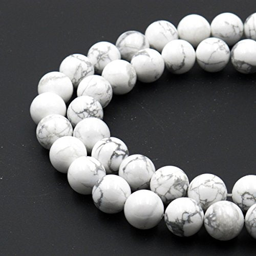 BRCbeads Natural White Howlite Gemstone Round Loose Beads 4mm Approxi 15.5 inch 88pcs 1 Strand per Bag for Jewelry Making - color: White Howlite, size: 4mm