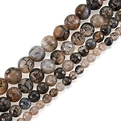 Cheriswelry 177pcs 6-12mm Round Natural Dragon Veins Agate Beads Loose Spacer Ball Beads 1mm Hole Gemstone Crafting Beads for DIY Earring Bracelet Necklace Jewelry Making - color: Natural Dragon Veins Agate