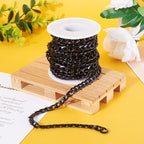 Craftdady 16.4 Feet Aluminum Curb Chain Link Black Twisted Cable Cross Chain Unwelded 12x7mm with Spool for Bracelet Necklace Tassel Earring Jewelry Making - color: Black, 12x7mm