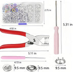 Snap Fasteners Kit - 100 Sets Snaps for Fabric Metal Snaps Buttons 9.5mm with Fastener Pliers Press Tool Kit Came with Flat Tip Screwdriver and awl for DIY Crafts, Clothing Sewing, Hats