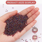 Size 2 mm 11/0 Glass Seed Beads, 10100 Pcs Small Mini Spacer Loose Pony Beads for Jewelry Making and DIY Crafts (Iris Amethyst Bronze) - color: Iris Amethyst Bronze, size: Small