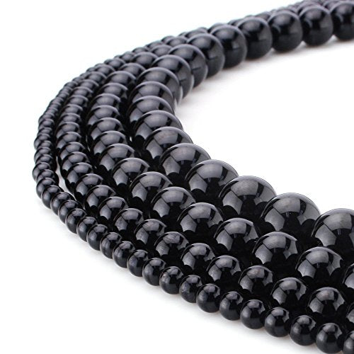 RUBYCA Wholesale Natural Black Obsidian Gemstone Round Loose Beads Jewelry Making 1 Strand - 4mm - color: Black Obsidian, size: 4 MM
