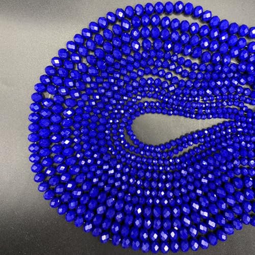 1040PCS Assorted Size Glass Beads, 4/6/8mm Crystal Glass Beads for Jewelry Making, Briolette Crystal Spacer Loose Bulk Beads for DIY Crafts, Suncatchers, Darkblue Color - color: Darkblue