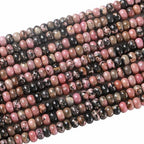 5x8mm 76pcs Natural Black Lace Rhodonite Stone Rondelle Spacer Loose Beads Abacus Disk Stone Round Loose Gemstone Beads for Jewelry Making DIY Bracelet Necklace - color: Black Lace Rhodonite, size: 5x8mm Abacus Disk