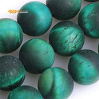 GEM-Inside 12mm Natural Stone Green Tiger Eye Frosted Matte Unpolished Round Beads for Jewelry Making Strand 15 inch - color: Green Tiger Eye, size: 12mm
