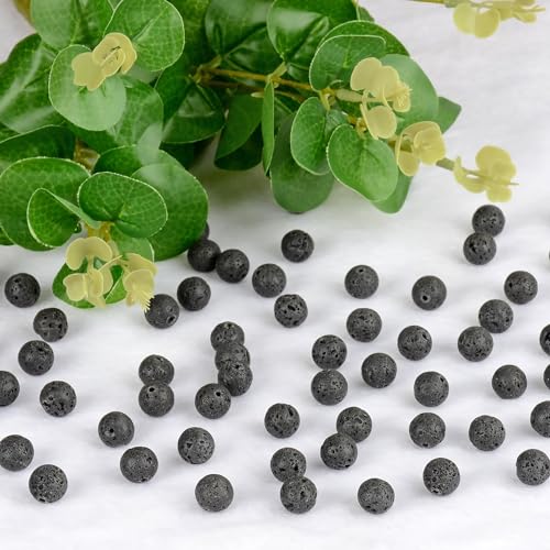 4mm 200pcs Natural Stone Round Beads Black Lava Genuine Stone Beading Loose Gemstone DIY Charm Smooth Beads for Bracelets Necklaces Earrings Hole Size 1mm (Black Lava 4mm) - color: Black Lava, size: 4mm