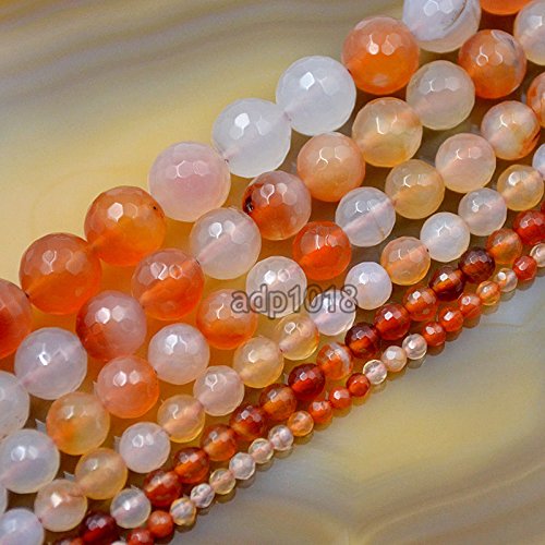 AD Beads Natural Gemstones Faceted Round Spacer Loose Beads 15.5'' 4mm to 10mm (6mm, Faceted Pink Agate) - color: Faceted Pink Agate, size: 6mm