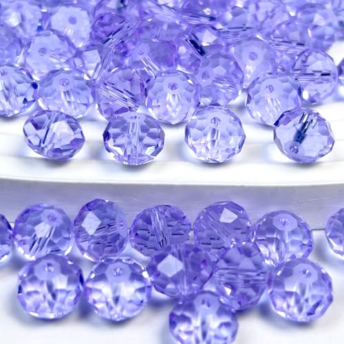 500pcs Glass Beads Purple, 6mm Crystal Beads for Jewelry Making, Briolette Faceted Rondelle Bulk Bead for Crafts DIY, Suncatchers, Bracelets, Earring, Necklace - color: Purple, size: 6mm