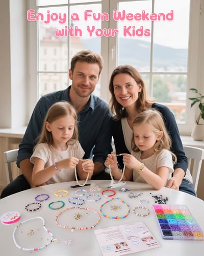 Mio Angle Clay Beads 2 Boxes 24 Colors Bracelet Making Kit, Round Letter Beads with Charm and Elastic Strings, Friendship Bracelets Holiday Gifts for Girls Adults - color: 24 Colors 2 BOX