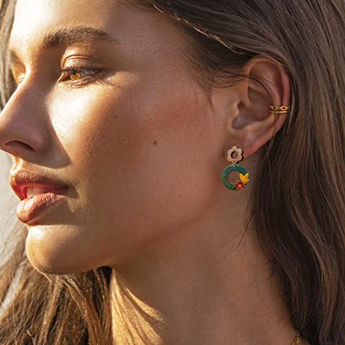 DoreenBeads 30Pcs Natural Wooden Stud Earrings Posts with Loop for Jewelry Making- Hollow Flower Wood Earring Posts with Ear Backs for Women DIY Earring Making Personalized Jewelry Findings - color: Hollow Flower