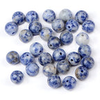AD Beads Natural semi Precious Gemstone 10mm Round Loose Beads Big Hole 2mm Sized 30pcs (Blue Spot Jasper) - color: Blue Spot Jasper