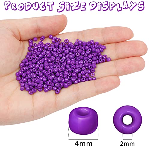 2200pcs Glass Seed Beads Bulk, 4mm 6/0 Pony Beads Bulk for Jewelry Making Mini Spacer Beads Loose Beads Craft Small Glass Seed Beads for DIY Bracelet Wrist (Purple) - color: Purple