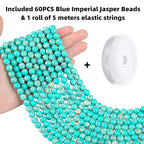 QINJIEJIE 60PCS Blue Imperial Jasper Beads 8mm Stone Beads Round Loose Gemstone Bead for Bracelet Beading Crystal Jewelry Making DIY Necklace Earrings 0.32" - color: Blue Imperial Jasper, size: 60PCS