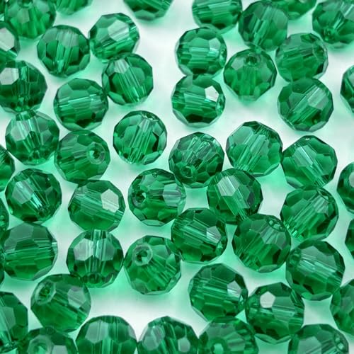200pcs 6mm Round Crystal Glass Beads for Jewelry Making, Faceted Crystal Glass Spacer Beads for Bracelet Earring Necklace DIY Craft(Peacock Green) - color: Peacock Green, size: 6mm
