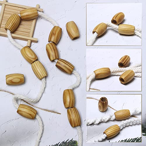 Striped Large Oval Wooden Beads - 20x30mm- 40 Beads- Hole 10mm- Quality Wooden Beads for Macrame Project/Garlands - color: 30x20mm, Striped#40pcs