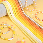 AceFun 3750PCS Clay Beads for Bracelets Making Polymer Clay Beads Kit with Pearl Beads Spacer Beads, Disc Heishi Beads Set for Jewelry Making Necklace Bracelet Earrings Finding, Yellow Mixed - color: Yellow Mixed