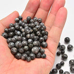 NCB 100pcs Original Natural Stone Beads Gemstone Round Loose Beads 6mm 8mm 10mm (Black Larvikite, 6mm 100Beads) - color: Black Larvikite, size: 6mm 100beads