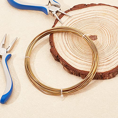 BENECREAT 14 Gauge 16.4 Feet Round Copper Wire Gold Brass Wire for Beading Craft and Jewelry Making - size: 14 Gauge