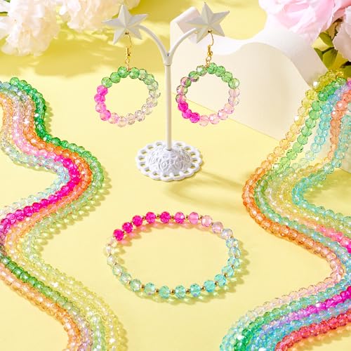 6mm Transparent Faceted Round Glass Beads Craftdady 800Pcs 10 Colors Crystal Beads Spacer Bulk Round Loose Beads Strands for DIY Crafts Earring Bracelet Necklace Jewelry Making