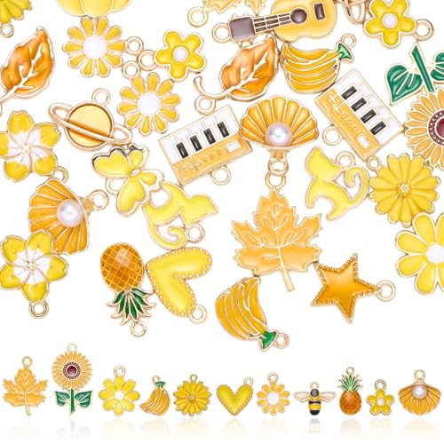 40Pcs Assorted Enamel Charms for Jewelry Making Cute Charms Bulk Pendant for Bracelets Necklace Earring Keychains DIY Supplies - color: Orange