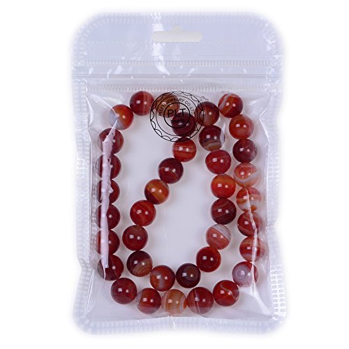 Smooth Round Shape Natural Gemstone Loose Beads for 1 Strand per Bag Approxi 15.5 inch 48-50pcsJewelry Making (12mm, Red Carnelian Stripe Agate) - color: Red Carnelian Stripe Agate, size: 12mm