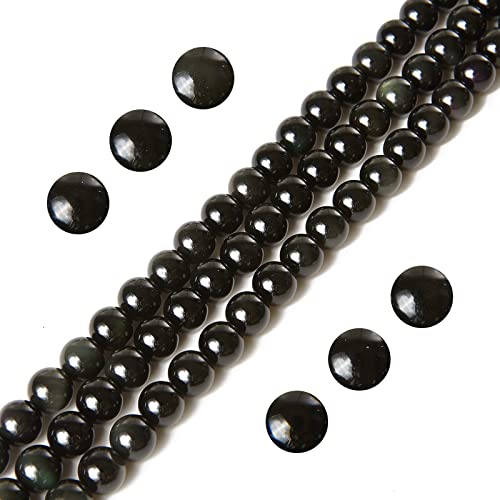 60pcs 6mm Black Obsidian Beads Natural Gemstone Beads Round Loose Beads for Jewelry Making - color: Black Obsidian, size: 6mm