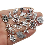Youdiyla 100pcs Mix Silver Tree Flower Charms Collection, Bulk Mini Small Little Charms Metal Pendant Craft Supplies Findings for Necklace and Bracelet Jewelry Making (HM291) - color: Tree Flower Charms-100pcs
