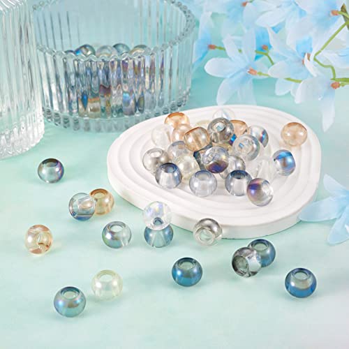 Cheriswelry 100Pcs 14mm Large Hole Electroplate Glass European Beads Transparent Rondelle Loose Spacer Beads 10 Colors DIY for Jewelry Making Crafts - color: Mixed Color*4-Rondelle