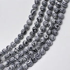 MJDCB Synthesis Colour Malachite Beads Beautiful Fashion Round Stone Beads for DIY Jewelry Making 15" (8mm, Black - White) - color: Black And White Malachite, size: 8mm
