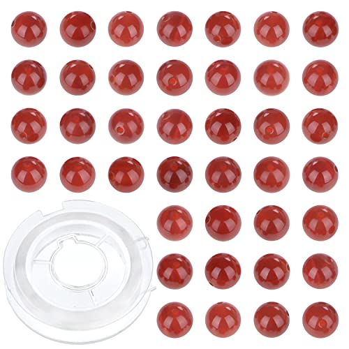 6mm 200pcs Natural Red Carnelian Gemstone Round Loose Beads for Jewelry Making with Crystal Stretch Cord - color: Carnelian, size: 6mm