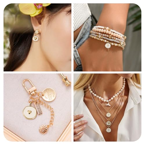 Craftdady Golden Plated Enamel Pendants White Oval Flat Round Dangle Charms for DIY Earrings Necklace Bracelet Making - color: 18K Gold Plated-6 Styles