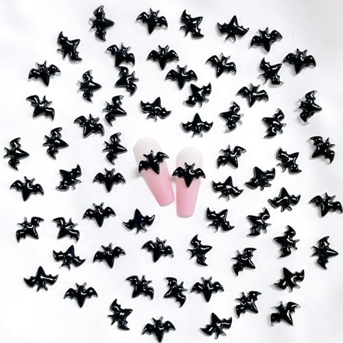 100Pcs Black Halloween Miniature Bats Nail Art Charms Cartoon 3D Tiny Resin Bats Nail Art Rhinestones Flat Back Cute Small Nail Jewelry Charms Mini Bats Nail Rhinestone Diamonds for Nails Crafts Decor - color: Bat-6