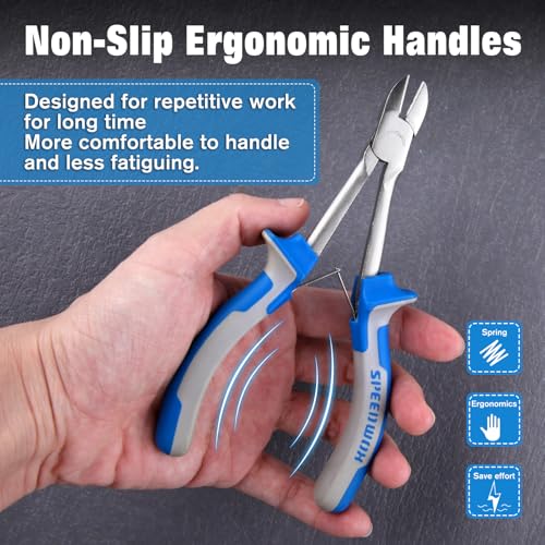 SPEEDWOX Long Reach Diagonal Pliers 6 Inches Mini Fine Wire Cutting Plier Slim Plastic Nippers Precision Side Cutting Micro Wire Cutters for Hard to Reach Narrow Spaces High Leverage Reduce Efforts - style: Diagonal Pliers