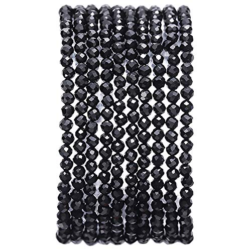 BEADIA Faceted Natural Flint Stone Round Loose Semi Gemstone Beads for Jewelry Making 3-3.5mm 38cm - color: Flint Faceted, size: 3-3.5mm