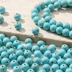 8mm Blue Turquoise Beads 190pcs Natural Stone Bead Gemstone Round Loose Beads for DIY Crafts Bracelet Necklace Earrings Jewelry Making(Blue) - color: blue