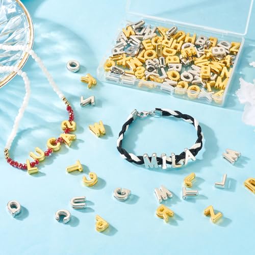 Cheriswelry 104Pcs Acrylic Letter Beads Plating Alphabet Plastic Beads Initial Letter A-Z Bead 12mm for DIY Bracelet Necklace Keychain Phone Straps Jewelry Making - color: 2 Color