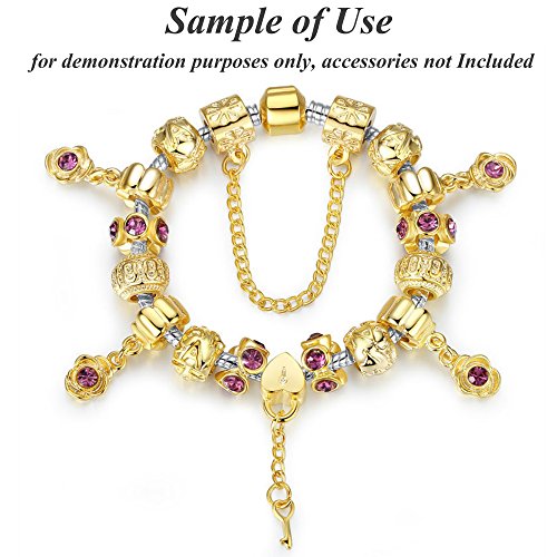 RUBYCA 5pcs 7.5" Silver Gold Color Clasp European Snake Chain Charm Bracelet fit Charm Beads DIY - color: Gold Clasp on Silver Snake Chain, size: 19 CM